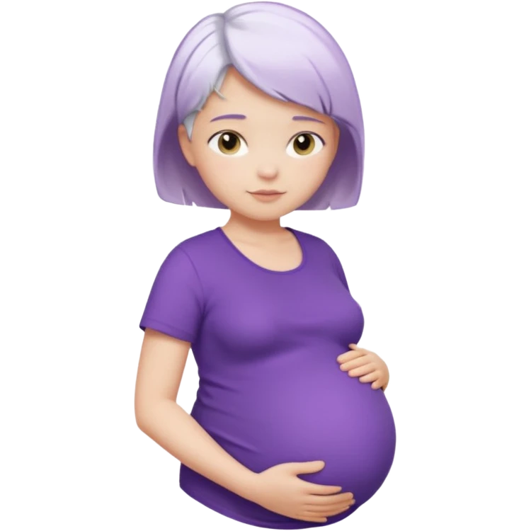 pregnant women with purple shirt, short white hair, head, neck and upper abdomen emoji