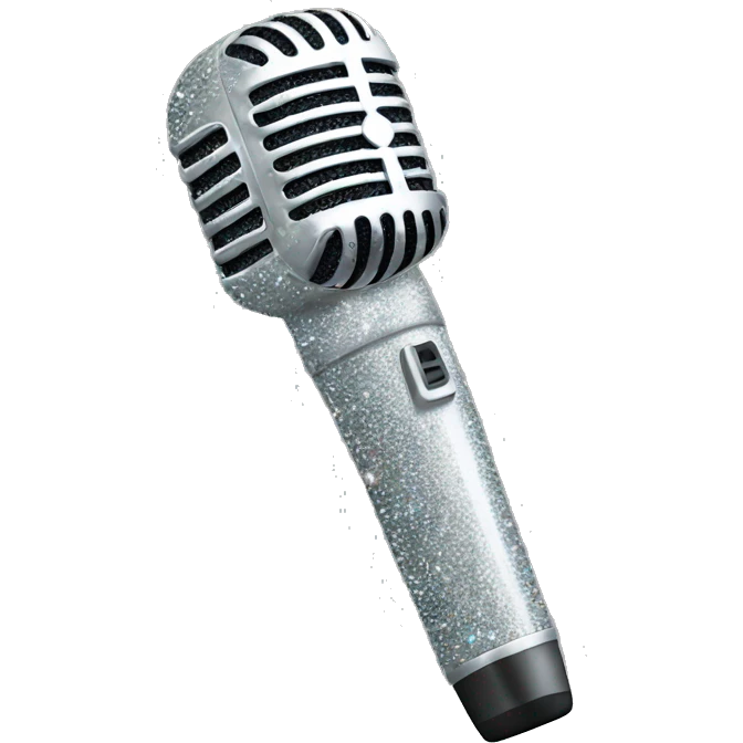 Silver glitter handheld microphone  emoji