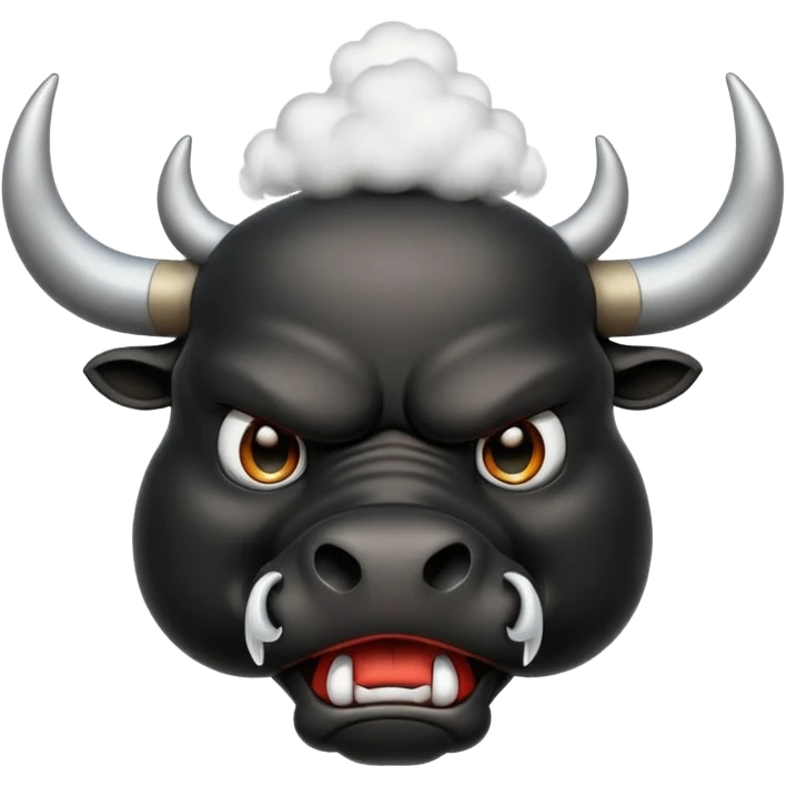 Emoji of an angry black powerful bull with steam coming out of its nose emoji