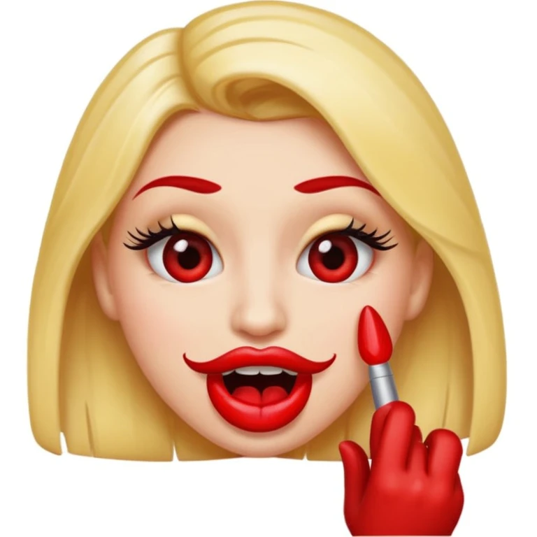 je veux un emogies avec des faux cils des belle levre avec du rouge a levre qui se mordille son ongle nail art  emoji