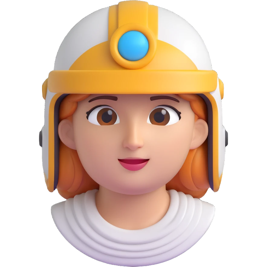 3D emoji face of Athena, close-up, marble statue style, helmet and face both in marble, serene and wise emoji