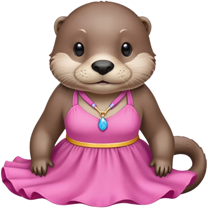 Otter is a blue lake wearing a pink halter dress emoji