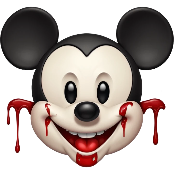 Evil mickey mouse with blood emoji