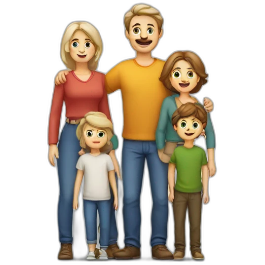 European family with 5 persons father mother and 3 sons emoji