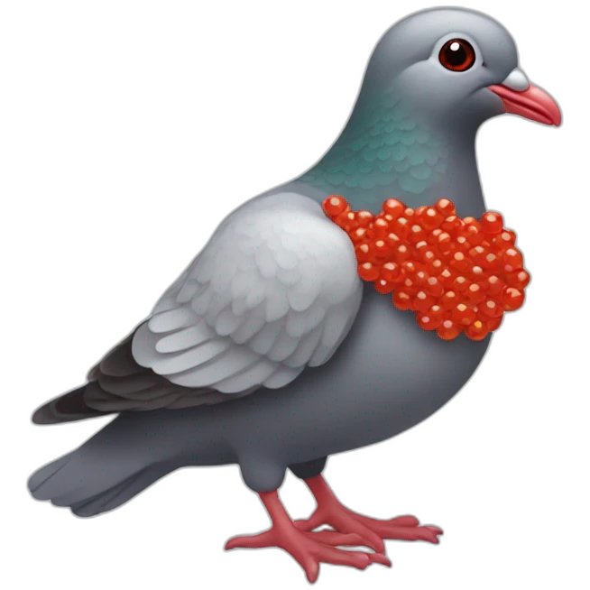 pidgeon with red caviar in hand emoji