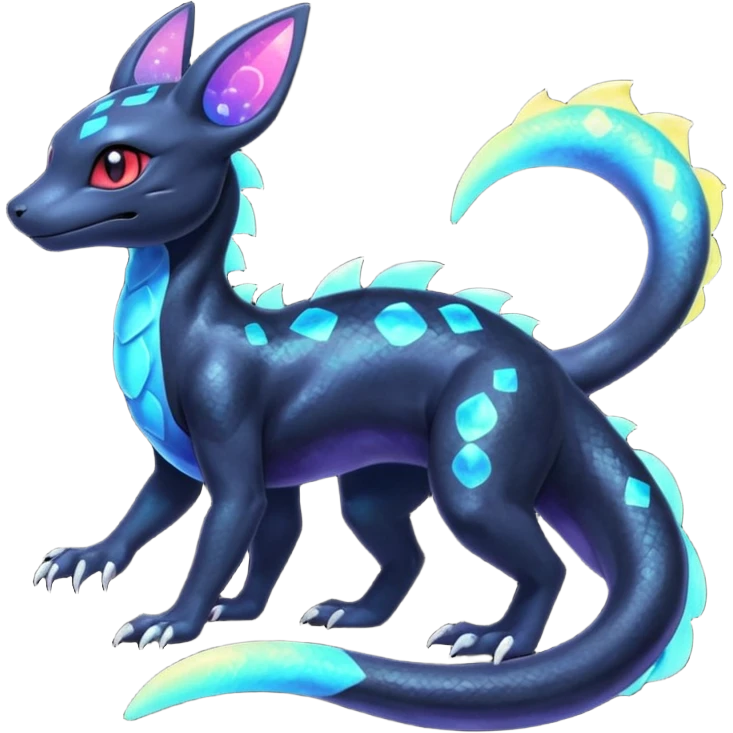 Nebulae Shiny Salandit-Umbreon-Fakémon-hybrid-creature (full body)  emoji