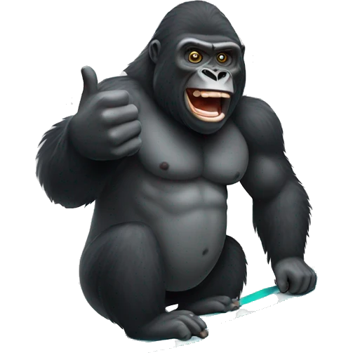 Gorilla surfing giving a thumbs up emoji
