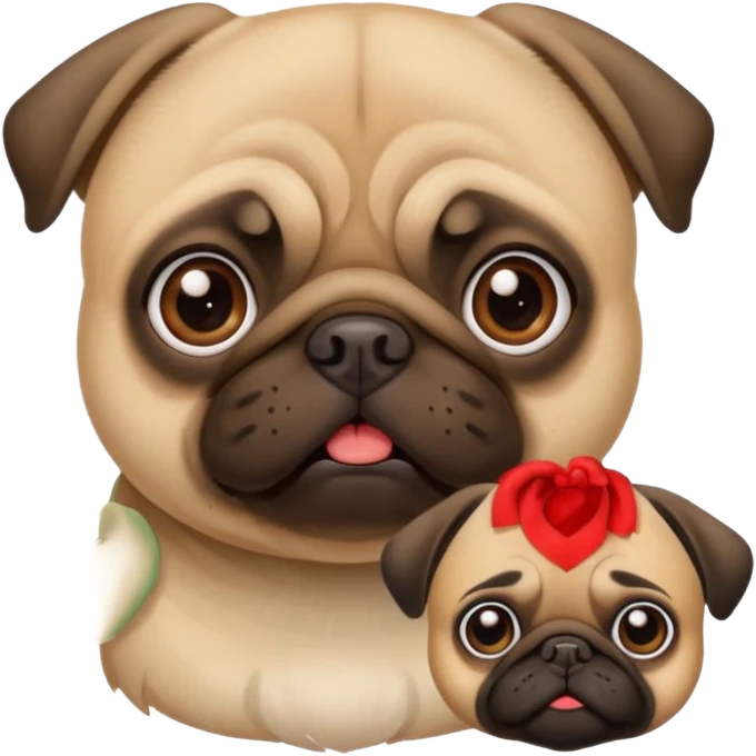 Pug com várias expressões emoji