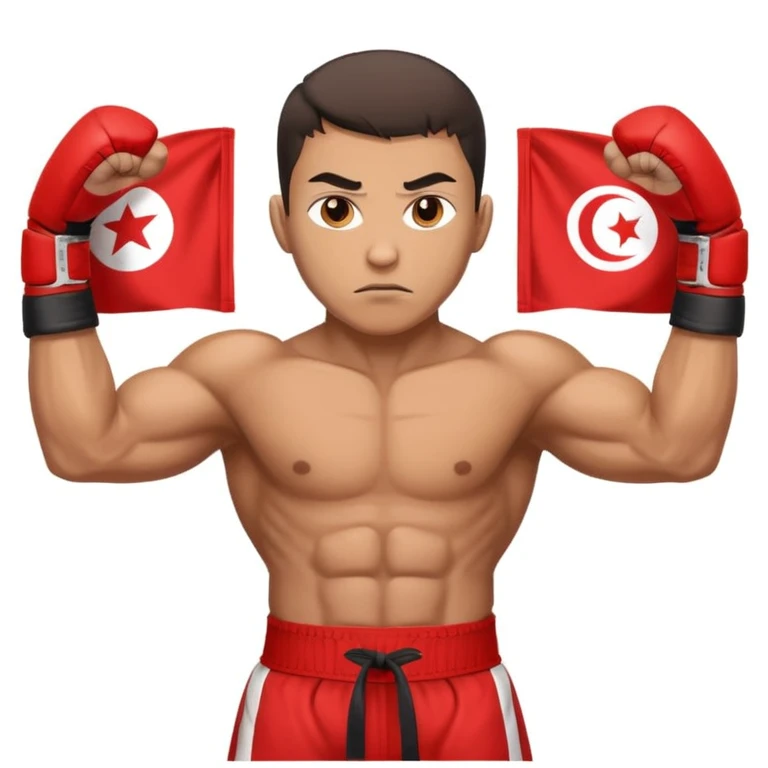 Kick boxer with tunisian flag emoji