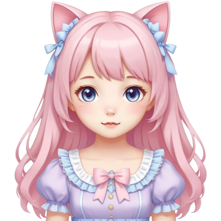 Shiny Blushing Cute Kawaii Beautiful Pastel Lolita Anime Catgirl Trending Style Cottagecore Pastelcore  emoji