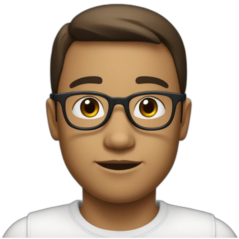 Garçon Français de couleur de peau blanche de 9 ans brun avec cheveux lisses et lunettes bleu et noir emoji