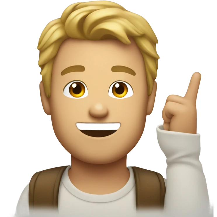 luke smiling doing the peace sign emoji