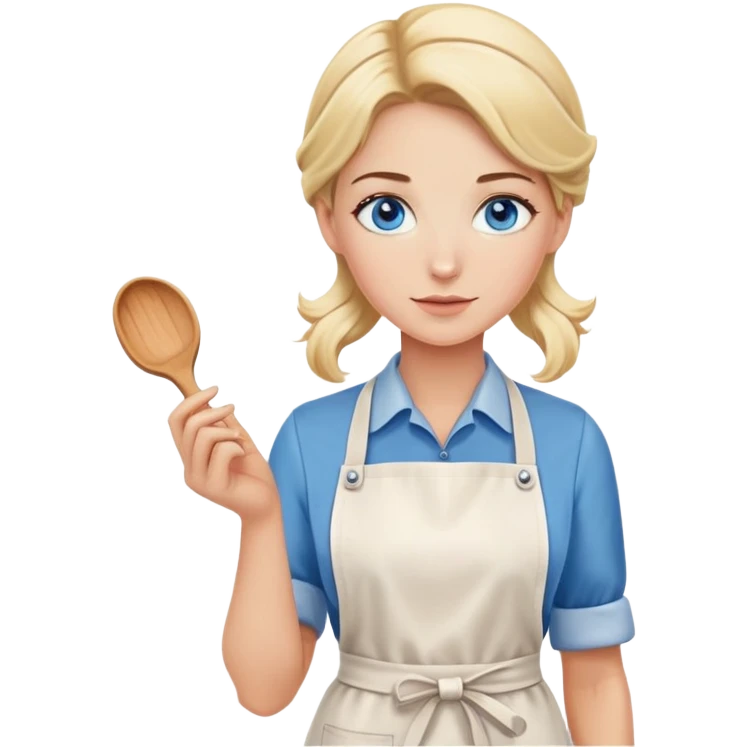 Blonde blue eyes baker lady emoji