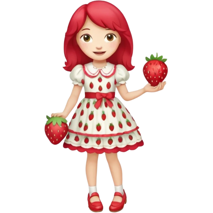 pretty and cute modern day strawberry shortcake full body with red shoes emoji emoji