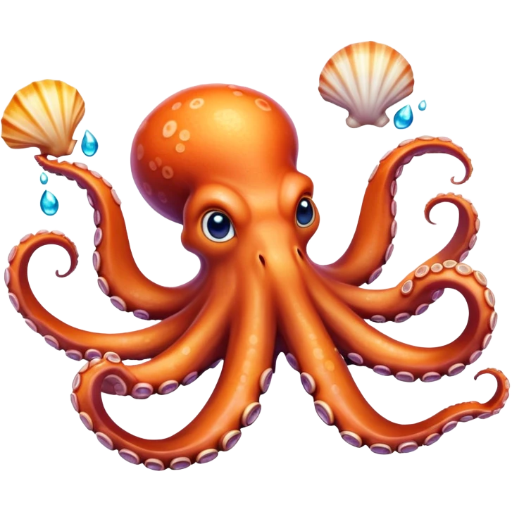 Octopus juggling seashells emoji