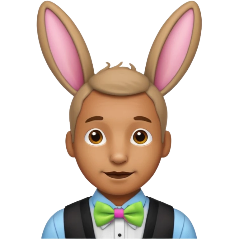 Rabbit ears and colorful bowtie wearring man emoji