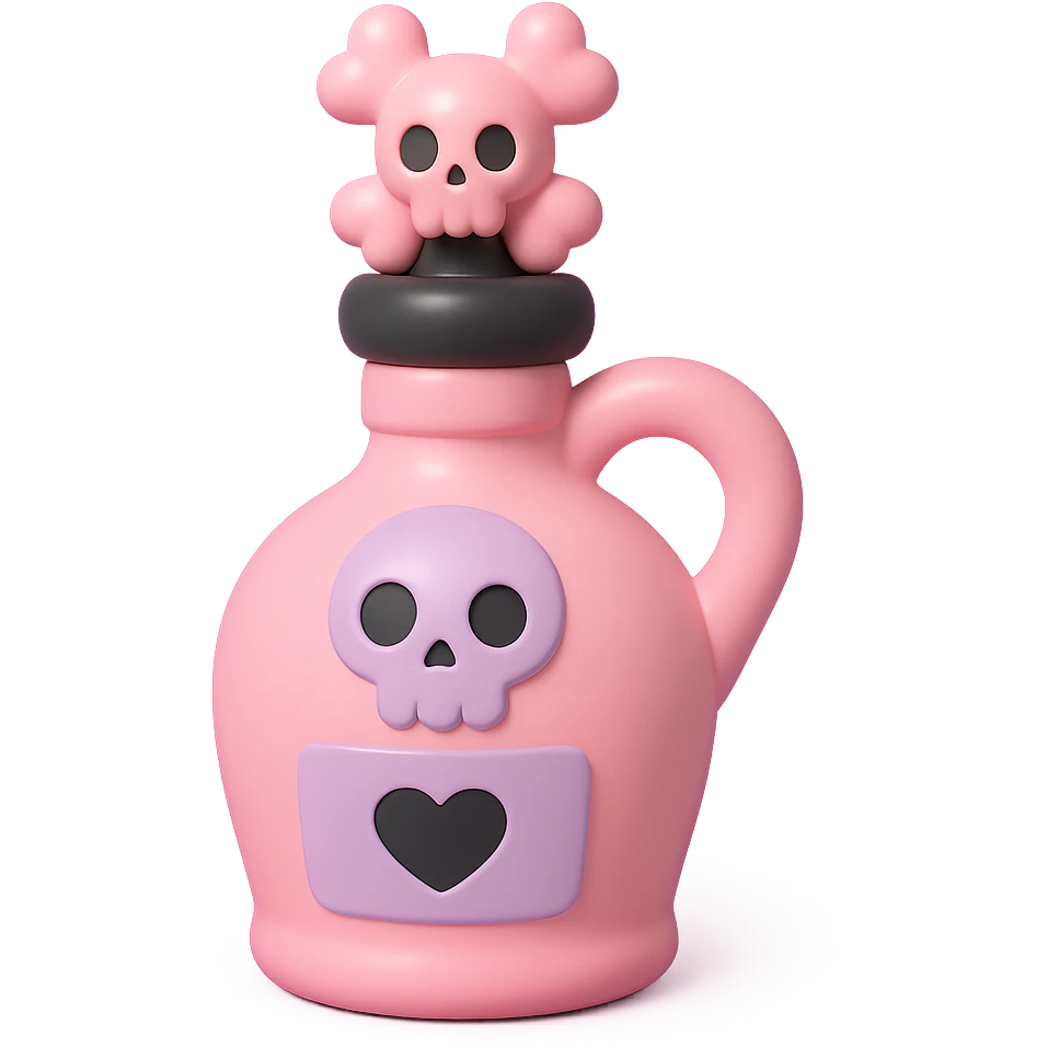 pink goth potion bottle, collectible and gothic emoji