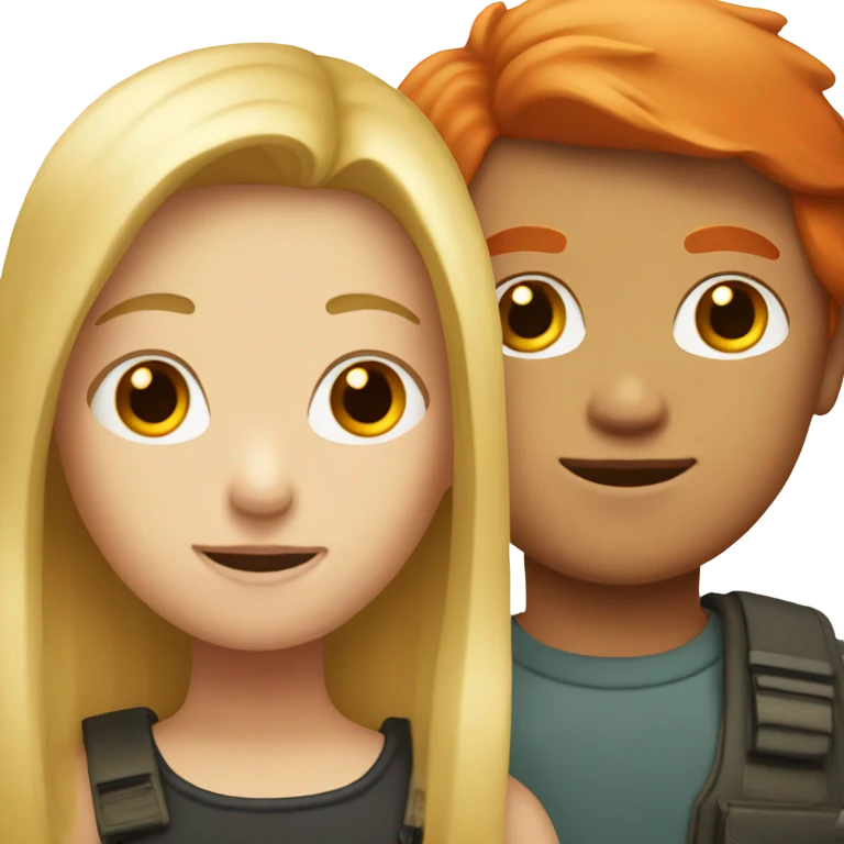 blonde girl and red head boy together  emoji