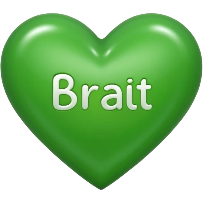 Green heart with the word "brat" inside it emoji