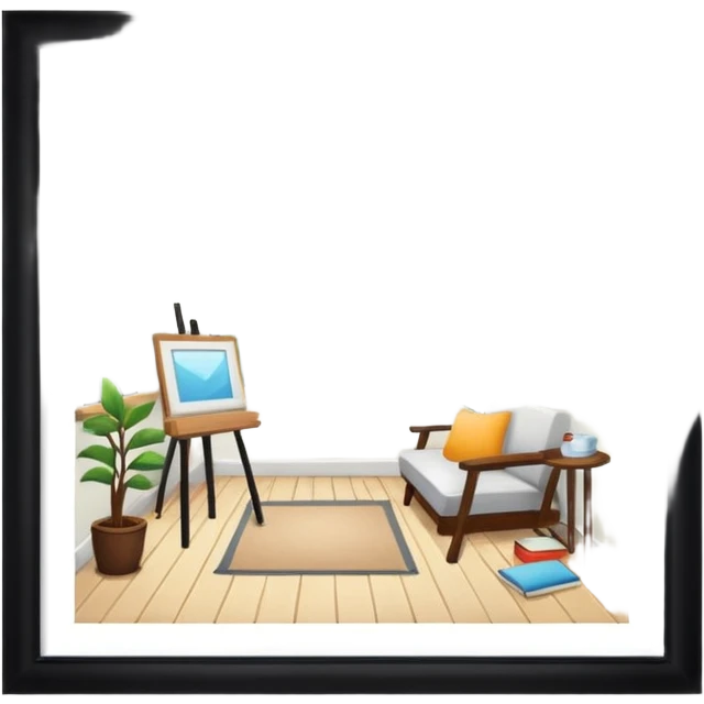 white wood room (cozy art studio) emoji