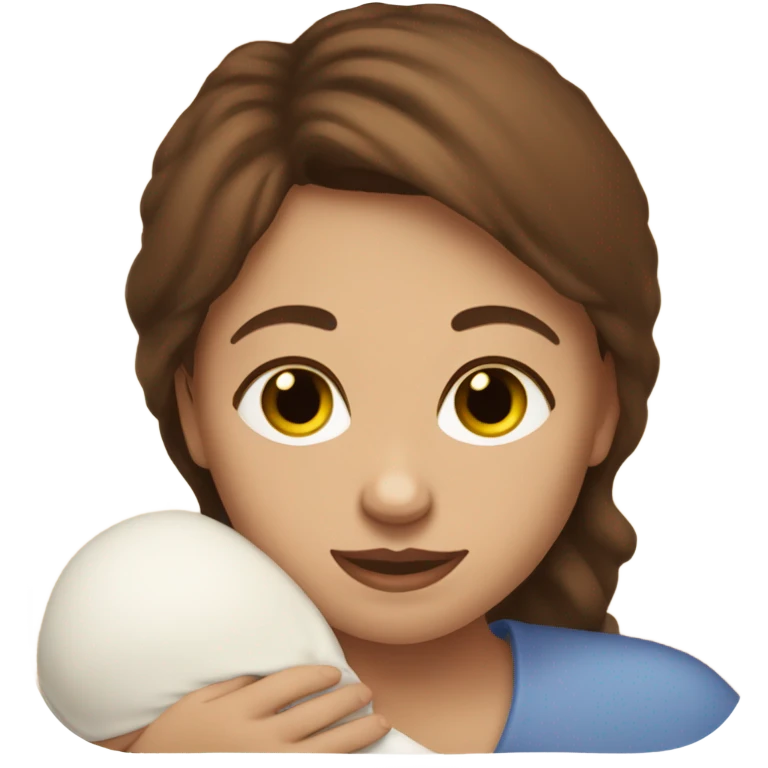 woman with hazel eyes and brown hair holding newborn baby boy emoji