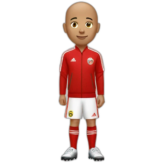 Boy going bald but with still some hair in red Adidas soccer tracksuit emoji