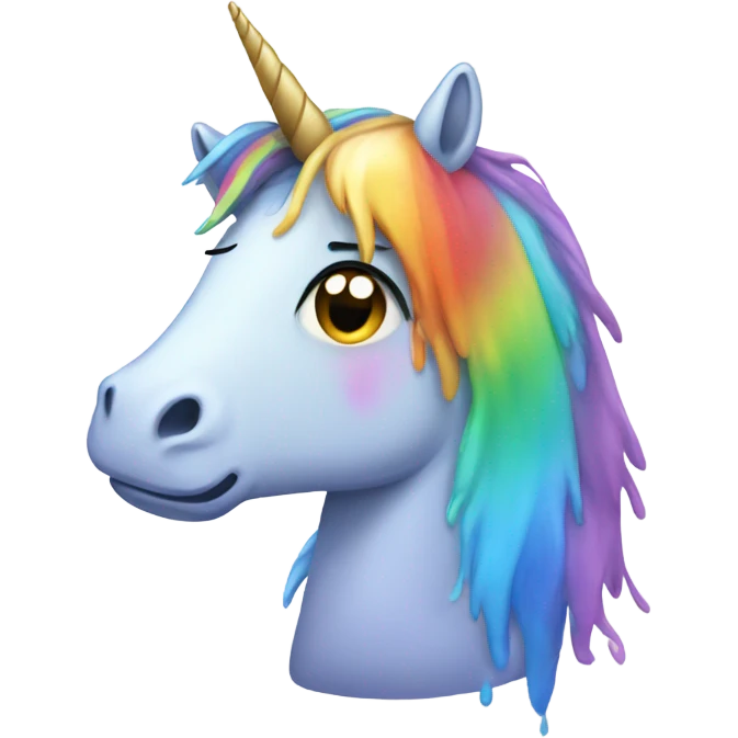 Sad unicorn crying rainbow tears emoji