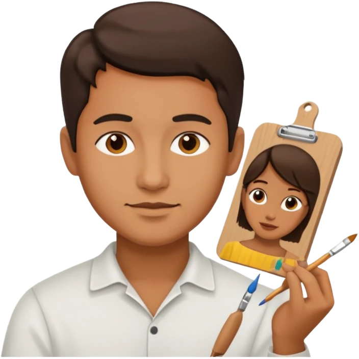 the artist paints a portrait emoji