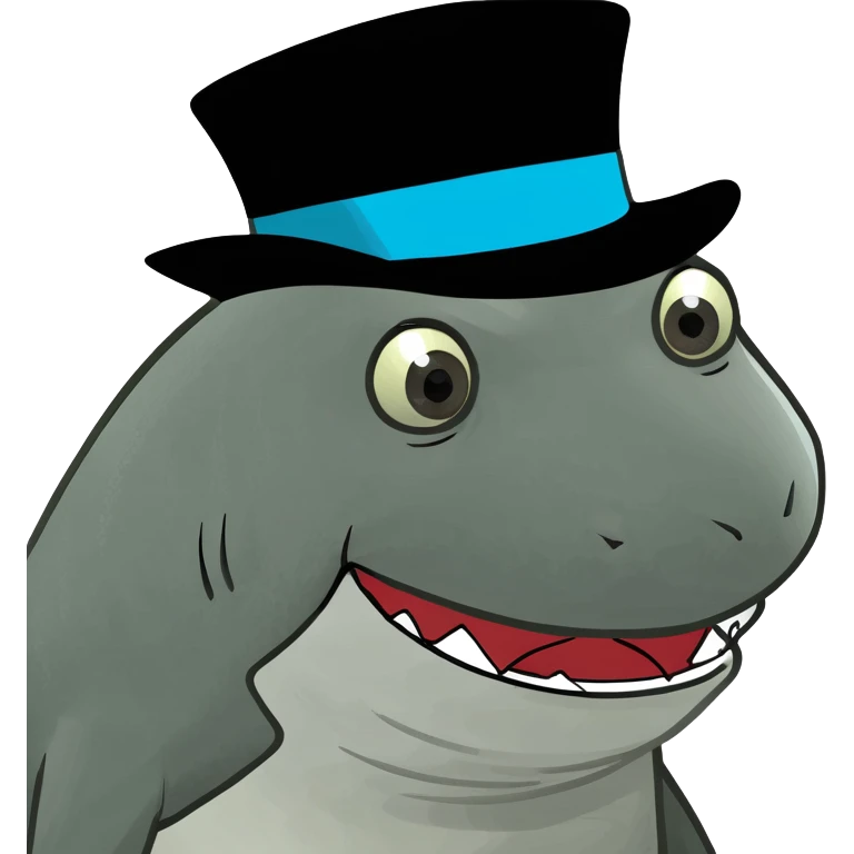 Shark with a top hat emoji