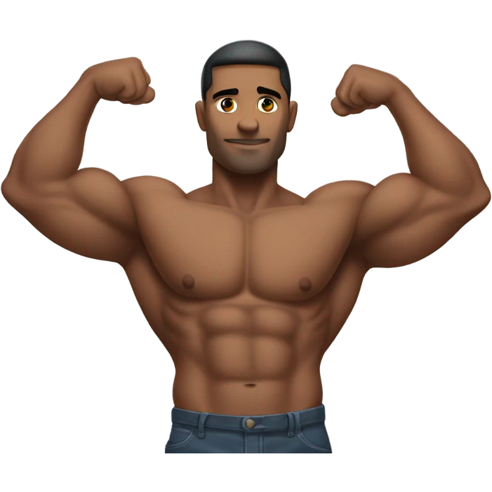 muscle man hand behind head emoji