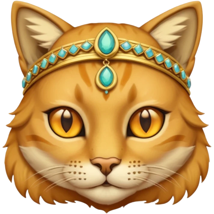 ancient cat with gold jewerly on head, half body emoji