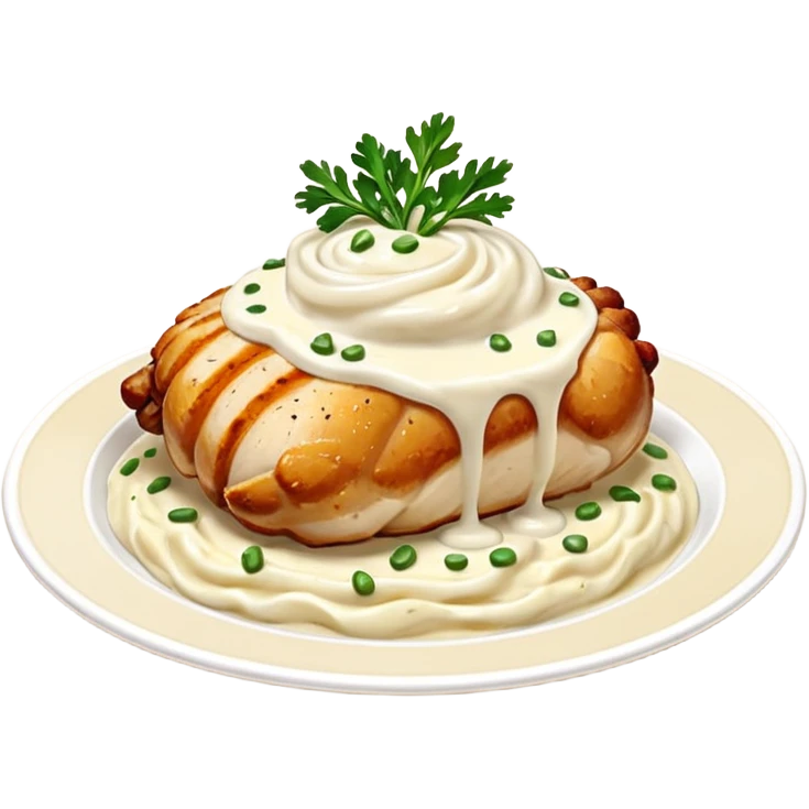 chicken with alfredo sauce and mashed potatoes emoji