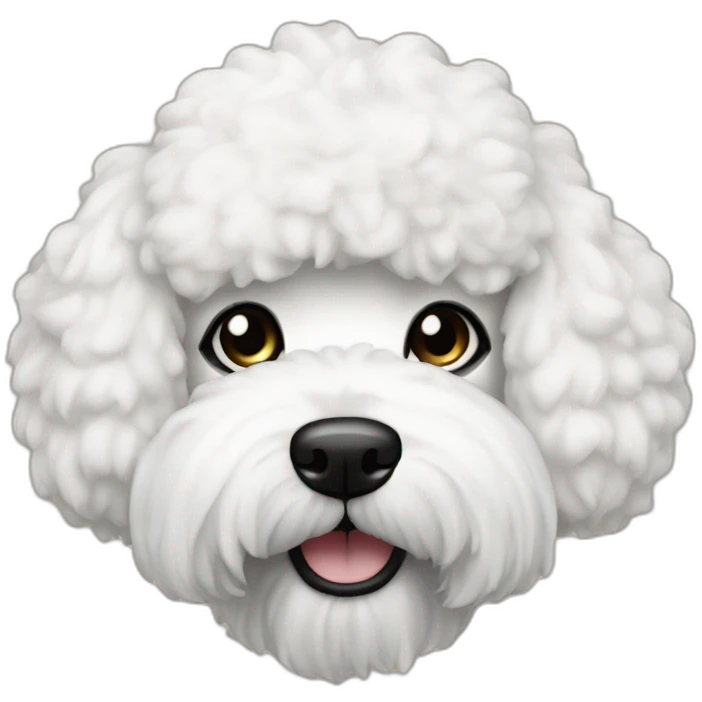 rapper-with hoop-white skin-black hair-beard-bichon dog-white-smile emoji