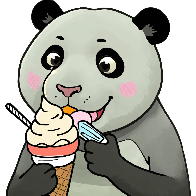 Panda eating ice cream emoji