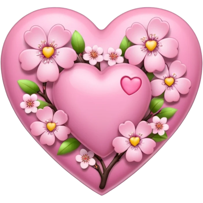 heart with sakura and pink silver accents emoji