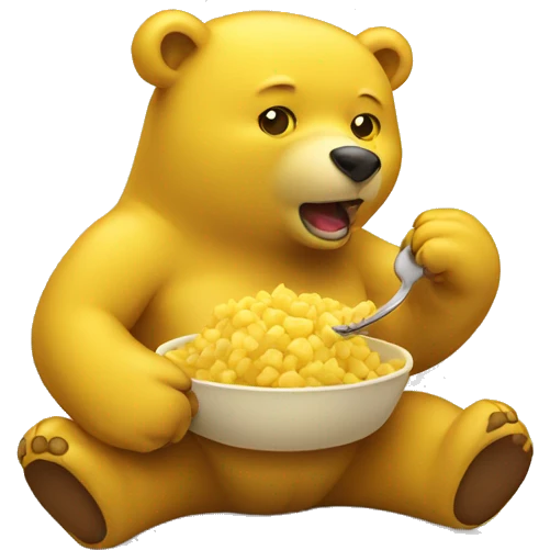 yellow bear eating emoji