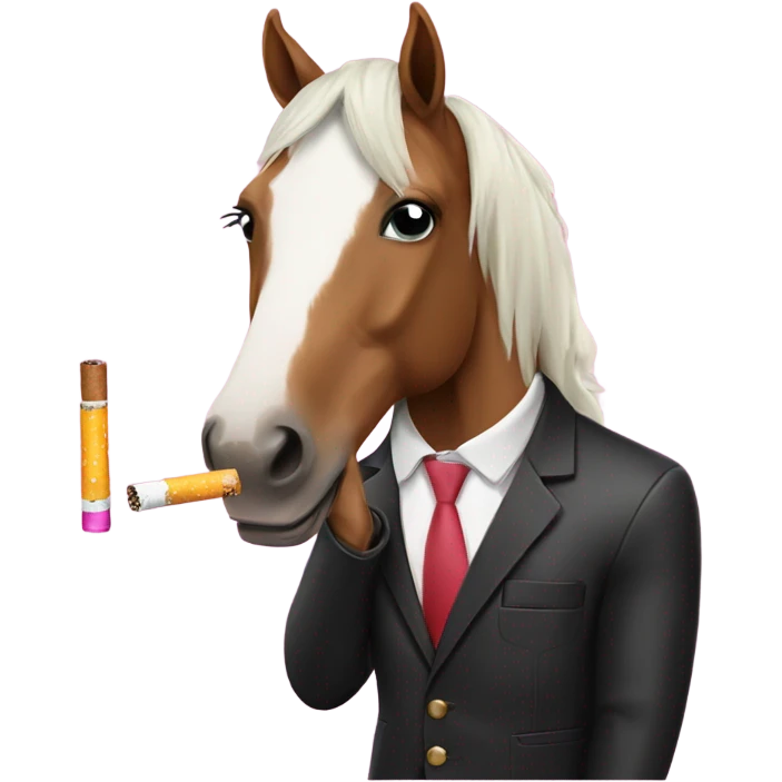 Horse with cigarette and watching TikTok on its phone emoji