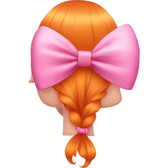 orange hair from behind with a pink bow emoji