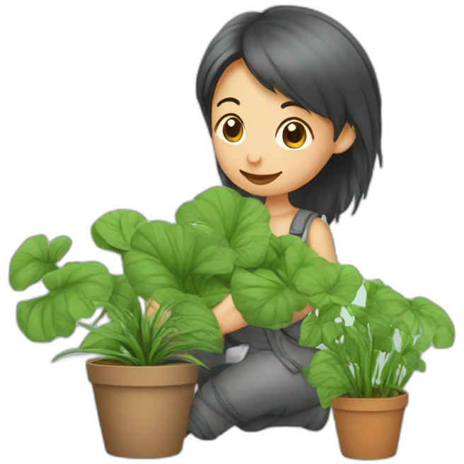 rat fille avec des plantes emoji