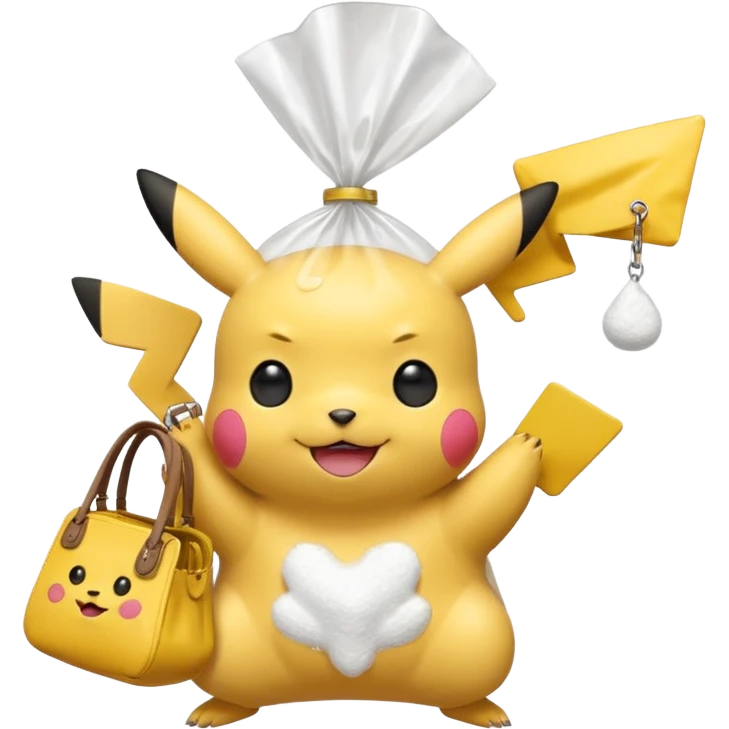 pikachu with transparent bag of white powder in hands emoji