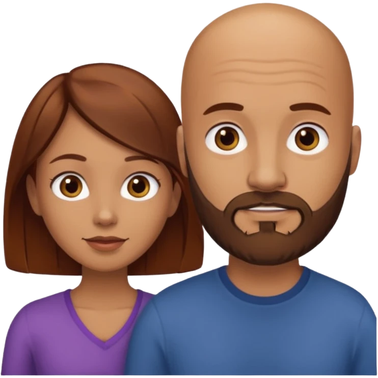 Couple. A bald man with brown beard and a girl with dark yellowish brown auburn hair. emoji