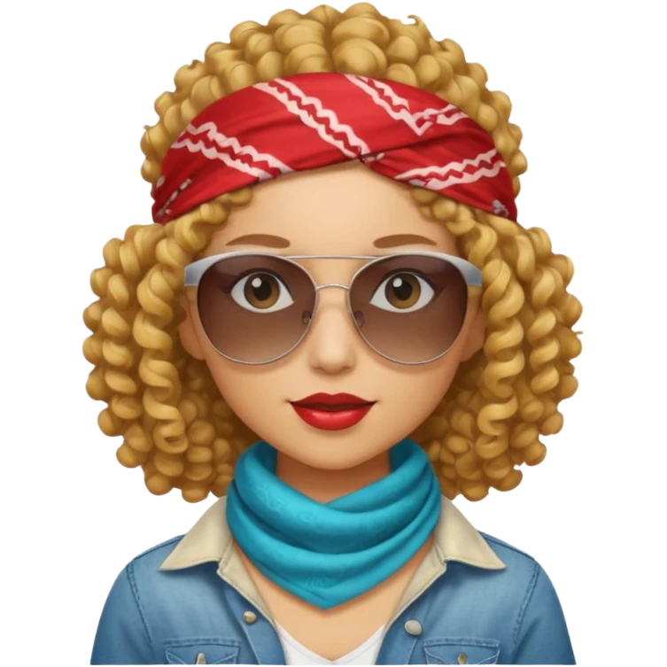 curly hair women killing looks with bandana & sunglass emoji
