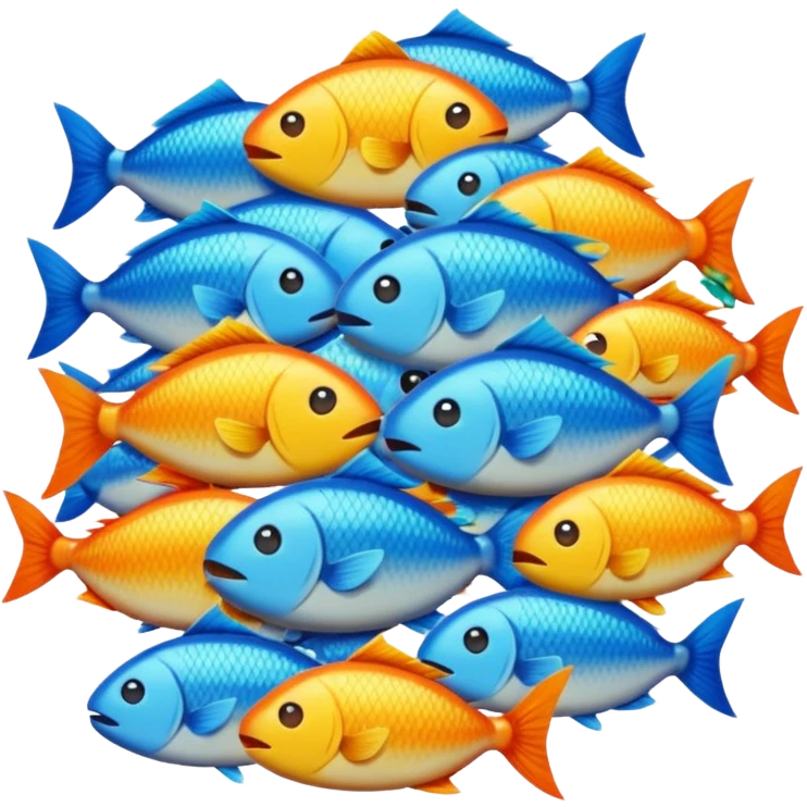 Make the pile of fish even larger, with more fish, in apple style emojis. Variation 1 with a bigger and denser pile of fish, consistent with emoji style. emoji
