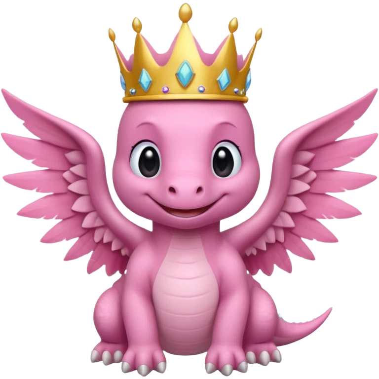 pink baby dinossaur with wings with a crown emoji