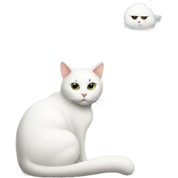 White cat watching tv  emoji