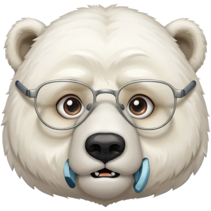 Un orso bianco e stanco con gli occhiali da vista emoji