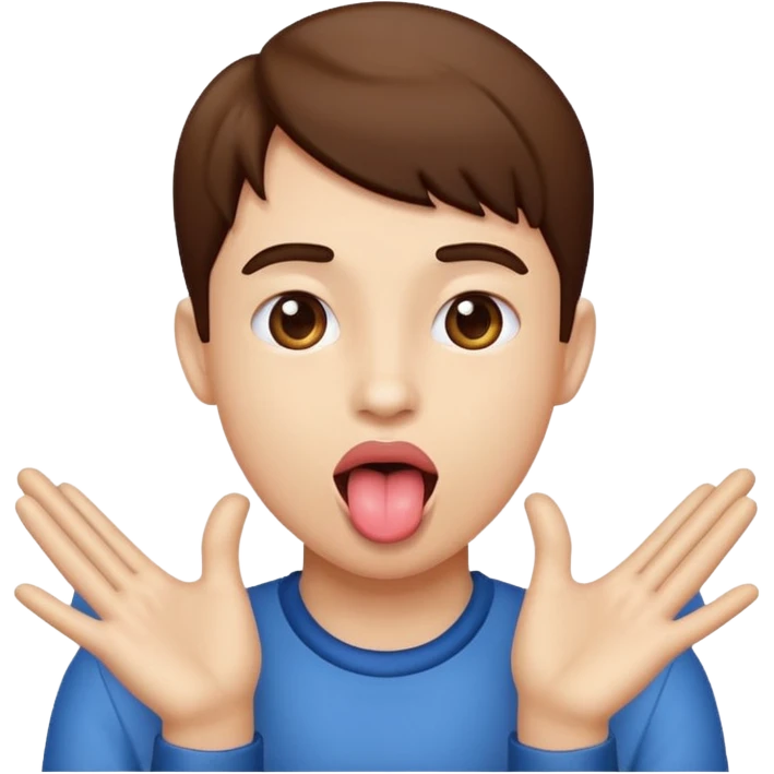 Tongue out with hands to the side  emoji