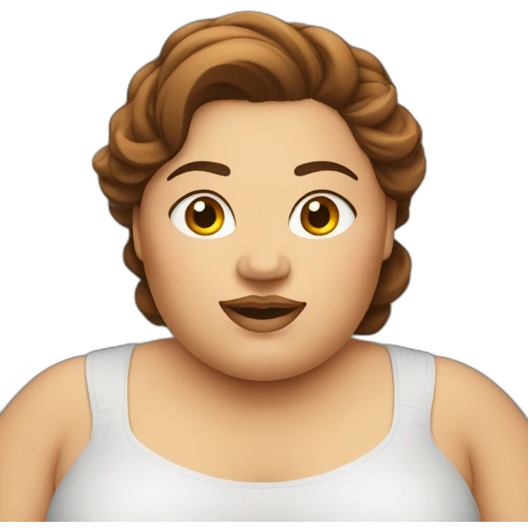 obese-woman-big-belly-cheveux-marron emoji
