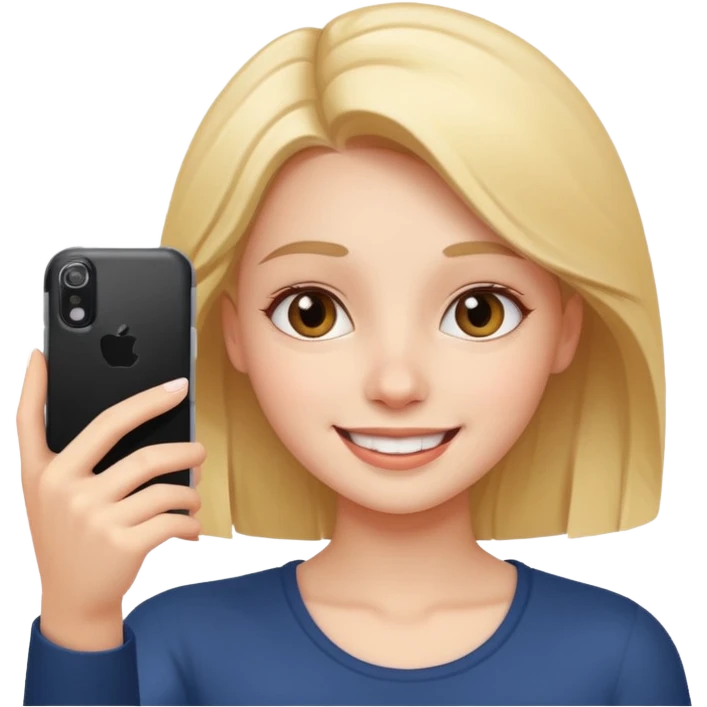smiling girl taking selfie emoji