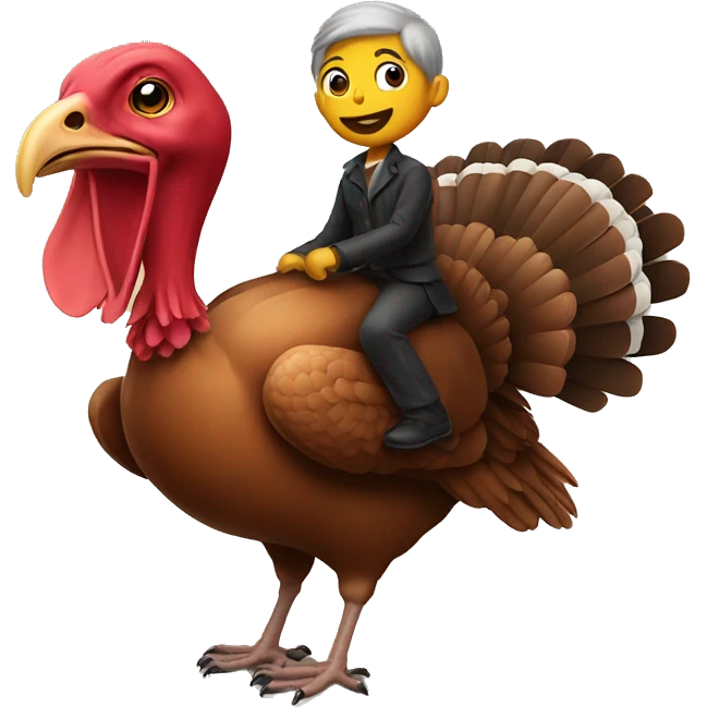 Turkey riding a human emoji